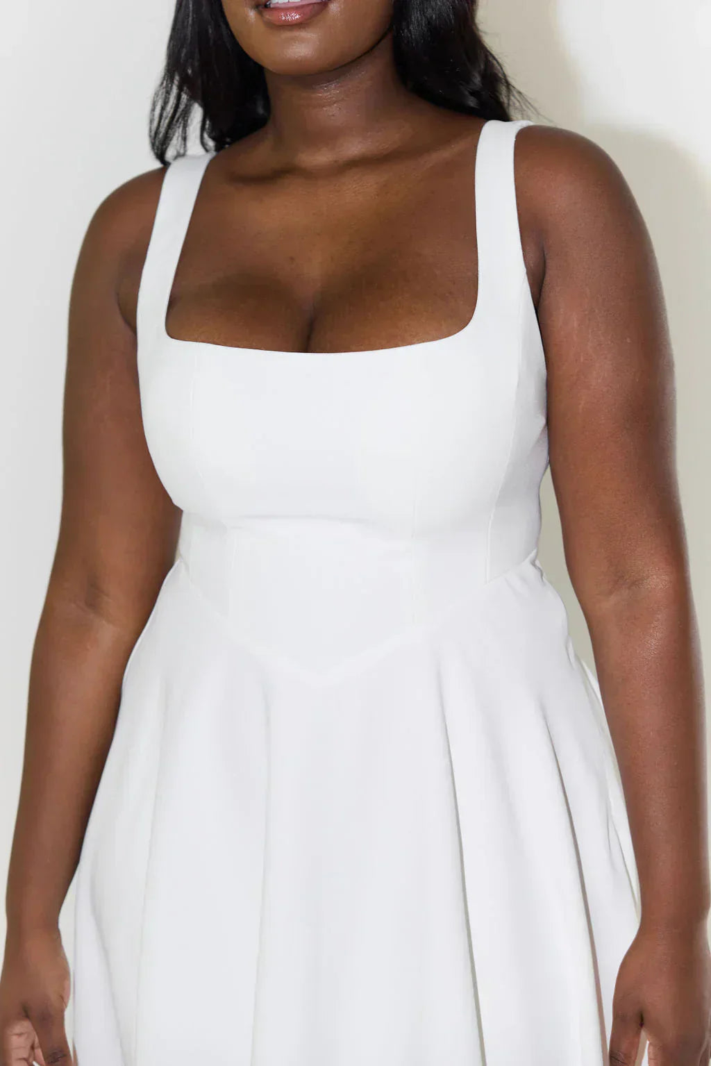 Women's High Waist Midi Dress with Square Neckline-The Yellow Prime