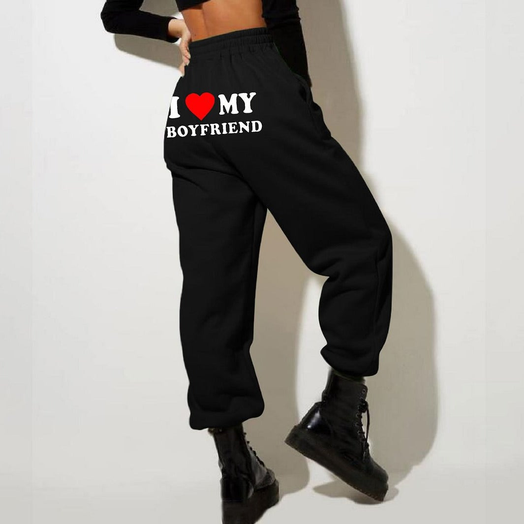 Women's I Love My Boyfriend Jogging Pants-The Yellow Prime