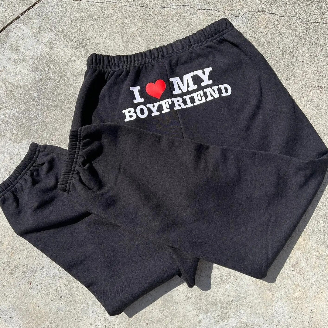 Women's I Love My Boyfriend Jogging Pants-The Yellow Prime