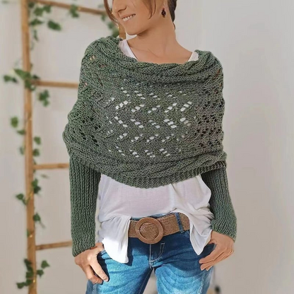 Women's Knit Openwork Rectangular Scarf for Winter-The Yellow Prime