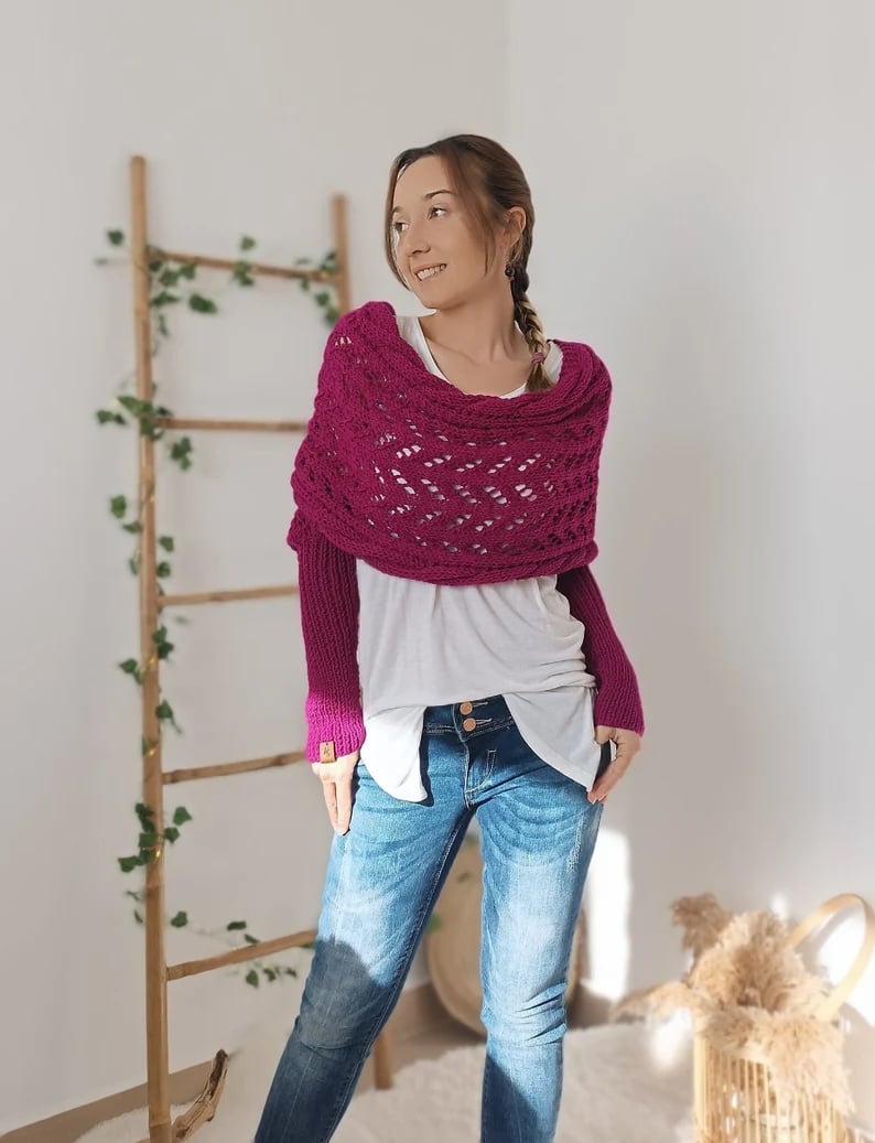 Women's Knit Openwork Rectangular Scarf for Winter-The Yellow Prime