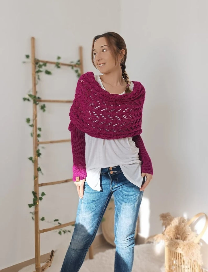Women's Knit Openwork Rectangular Scarf for Winter-The Yellow Prime