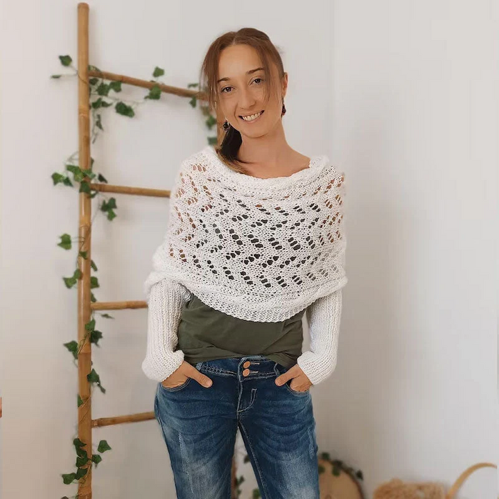 Women's Knit Openwork Rectangular Scarf for Winter-The Yellow Prime