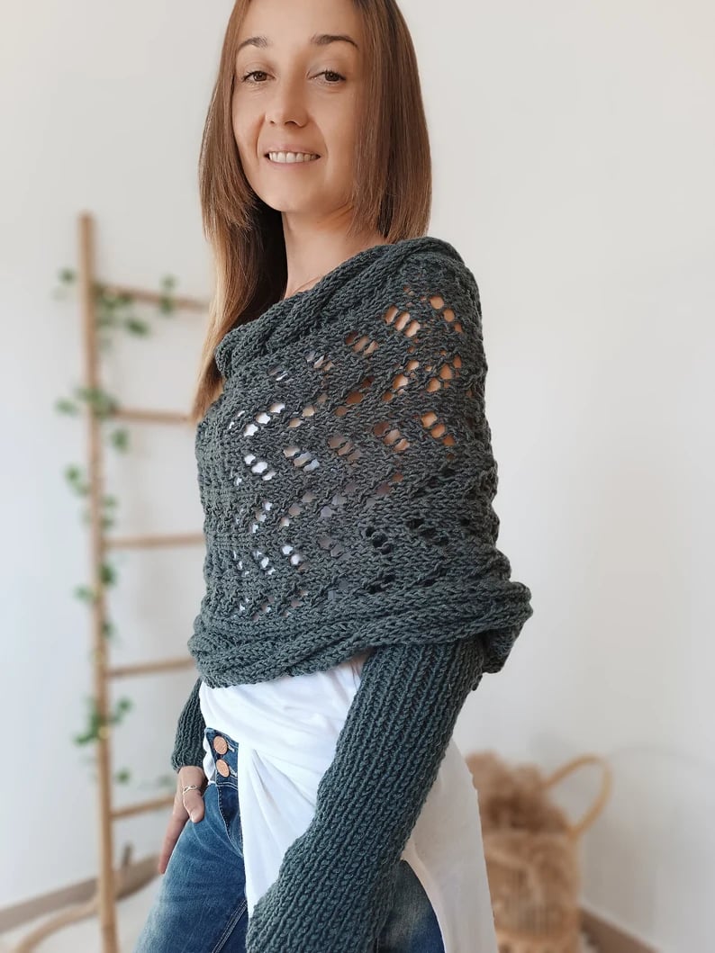 Women's Knit Openwork Rectangular Scarf for Winter-The Yellow Prime