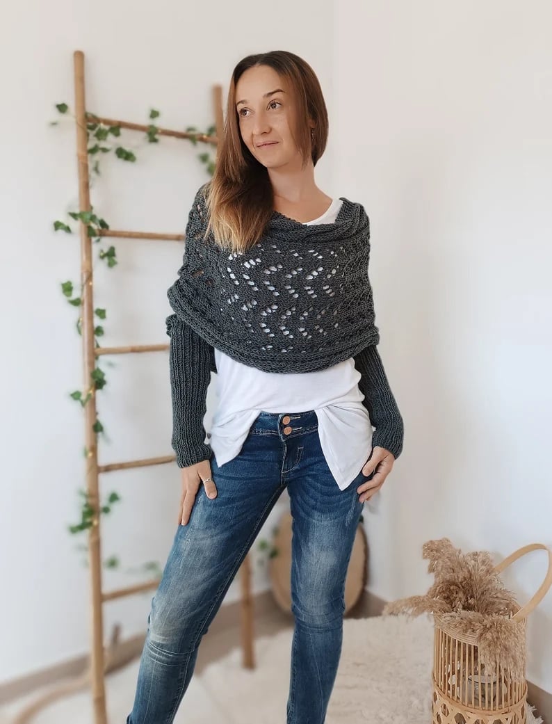 Women's Knit Openwork Rectangular Scarf for Winter-The Yellow Prime