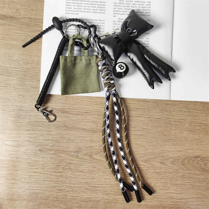 Women's Leather Dachshund Keychain Braid Rope Bag Charm-The Yellow Prime