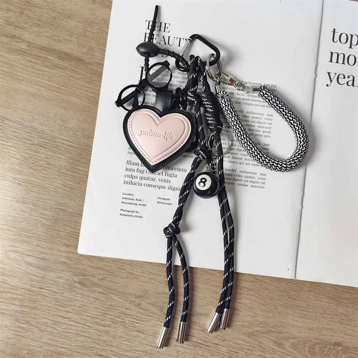 Women's Leather Dachshund Keychain Braid Rope Bag Charm-The Yellow Prime