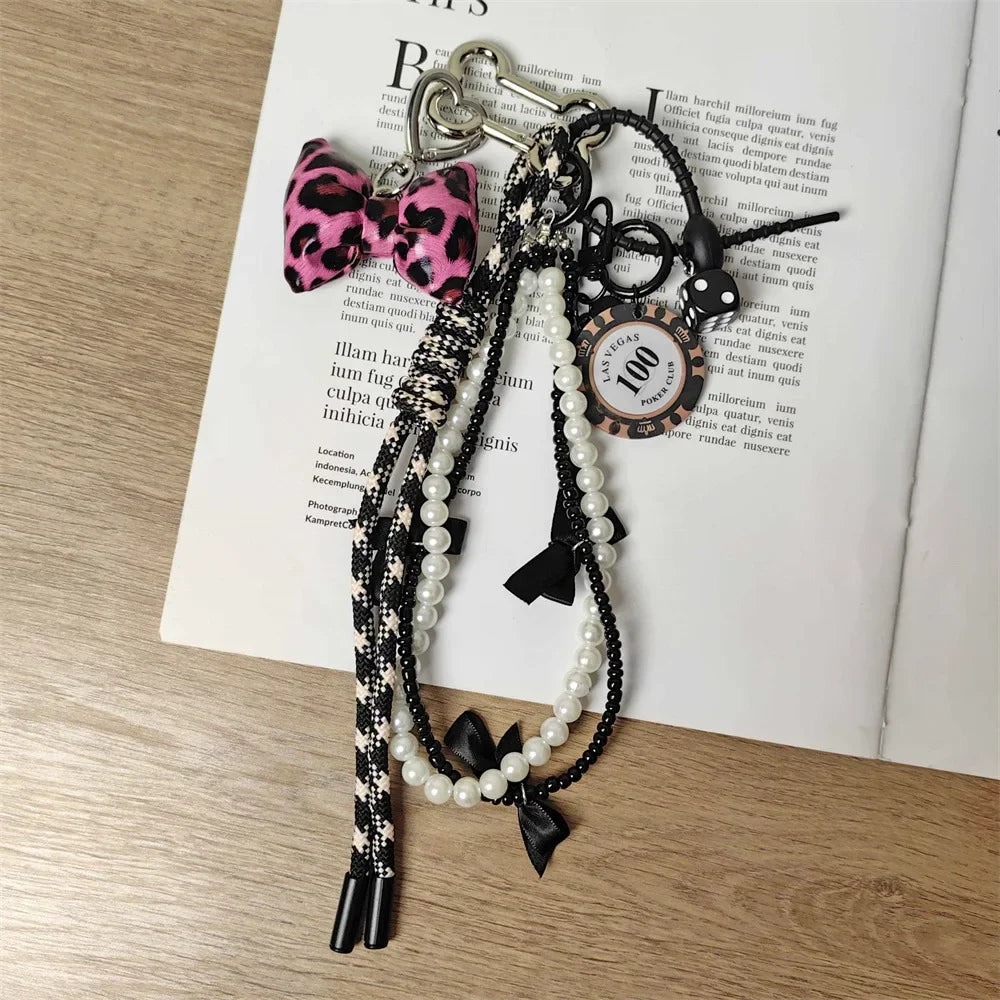 Women's Leather Dachshund Keychain Braid Rope Bag Charm-The Yellow Prime