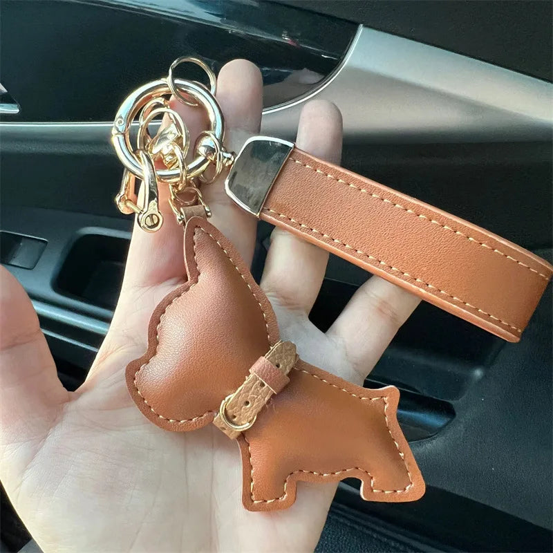 Women's Leather Dog Keychain Car Charm Hanging Accessory-The Yellow Prime