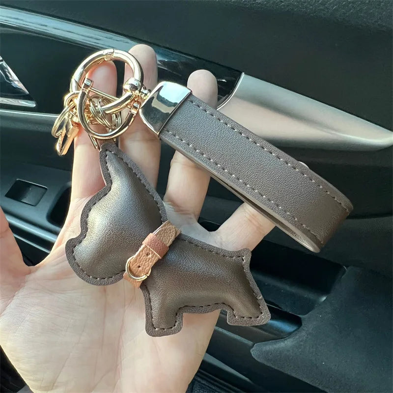 Women's Leather Dog Keychain Car Charm Hanging Accessory-The Yellow Prime