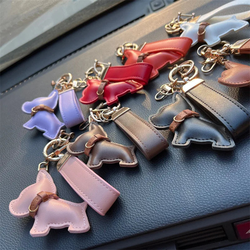 Women's Leather Dog Keychain Car Charm Hanging Accessory-The Yellow Prime