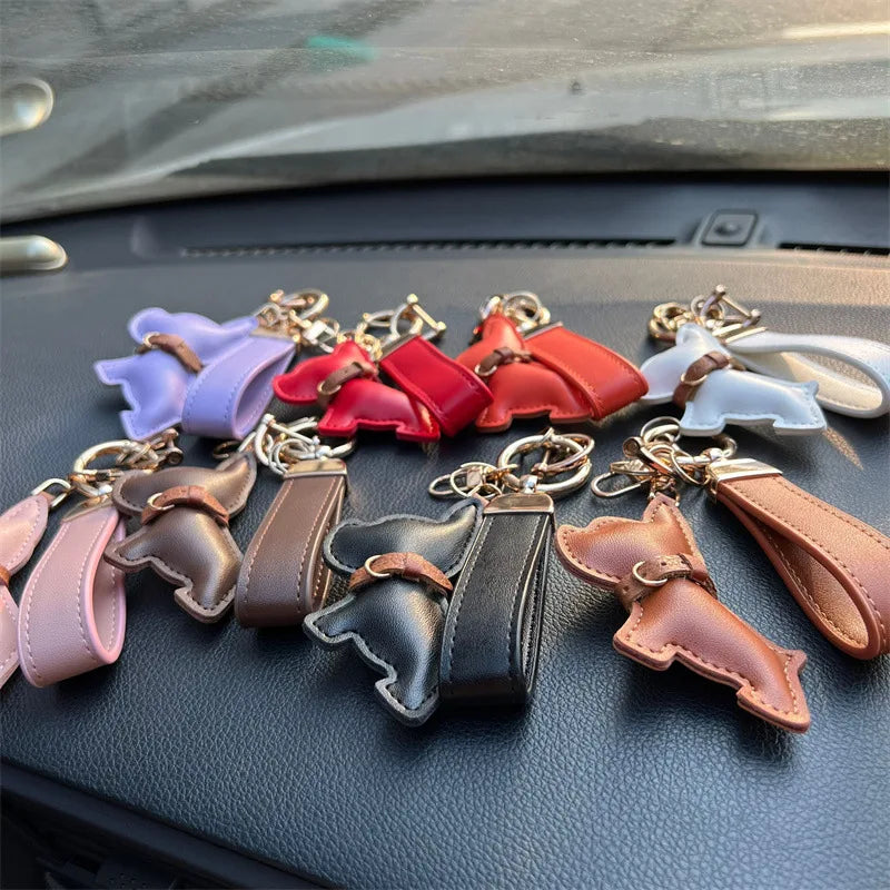 Women's Leather Dog Keychain Car Charm Hanging Accessory-The Yellow Prime