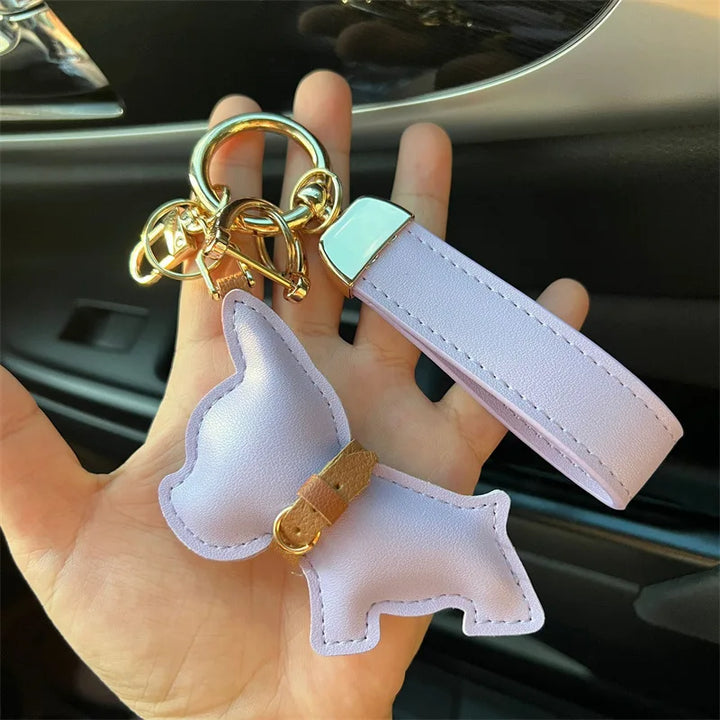 Women's Leather Dog Keychain Car Charm Hanging Accessory-The Yellow Prime