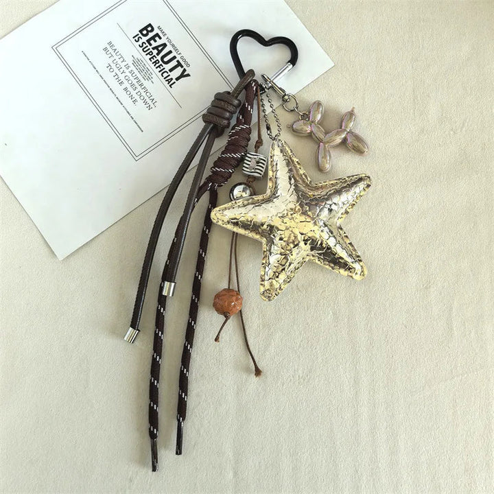Women's Leather Star Dachshund Bag Charm Keychain for Anti-Lost-The Yellow Prime