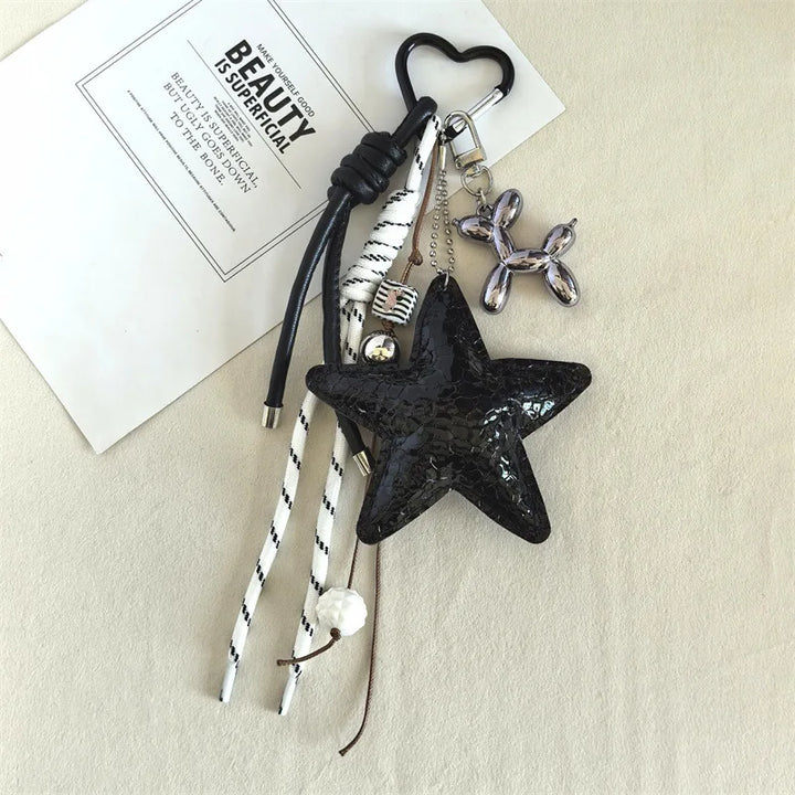 Women's Leather Star Dachshund Bag Charm Keychain for Anti-Lost-The Yellow Prime