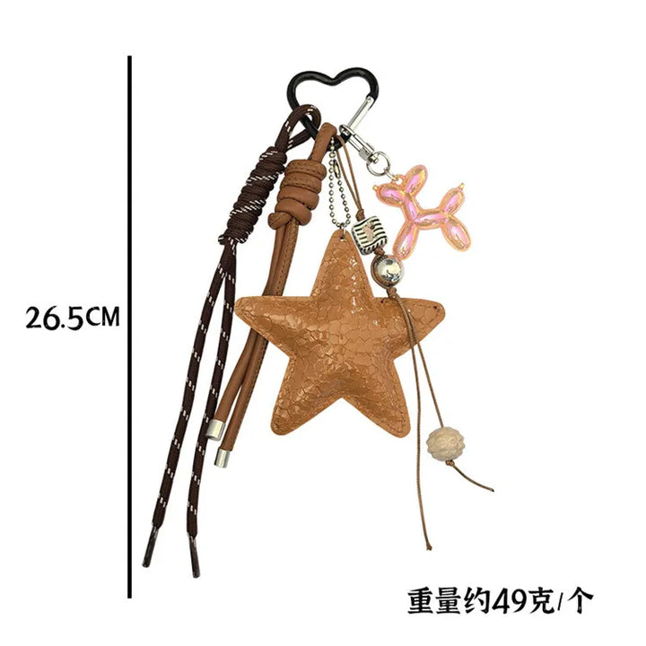 Women's Leather Star Dachshund Bag Charm Keychain for Anti-Lost-The Yellow Prime