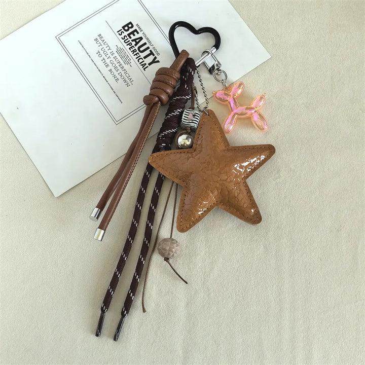 Women's Leather Star Dachshund Bag Charm Keychain for Anti-Lost-The Yellow Prime