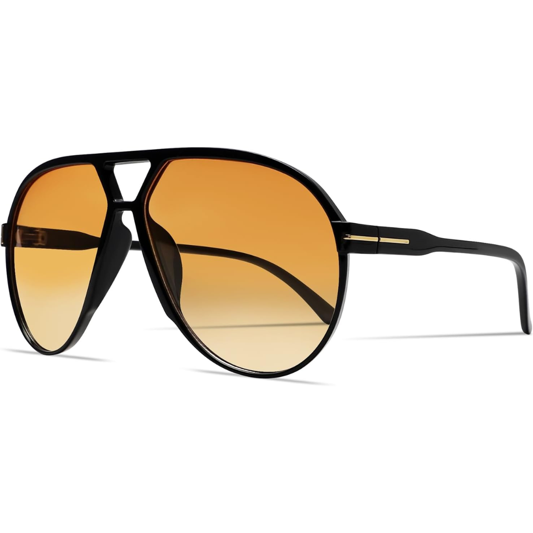 Women's Lightweight Aviator Sunglasses with Oversized Square Lenses-The Yellow Prime