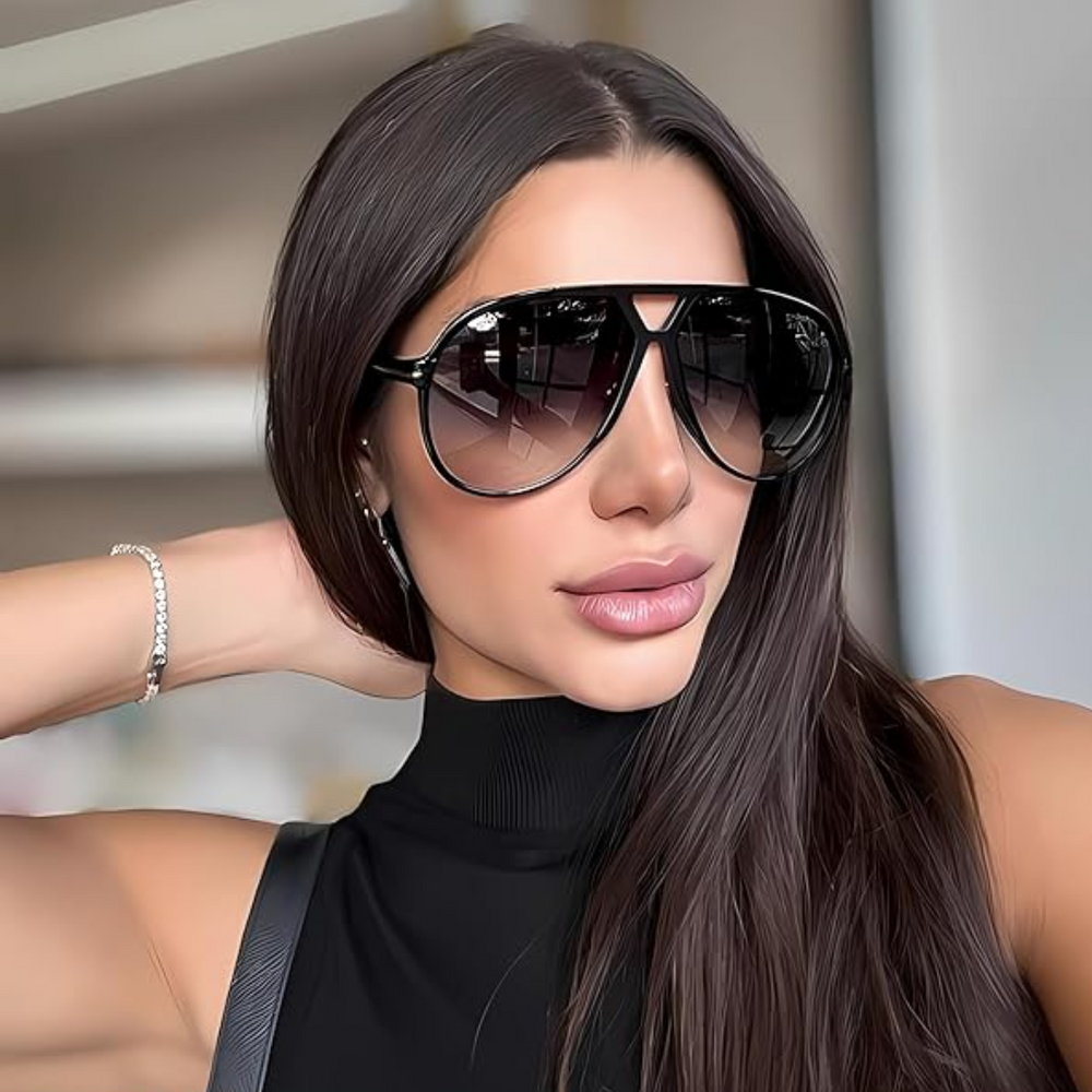 Women's Lightweight Aviator Sunglasses with Oversized Square Lenses-The Yellow Prime