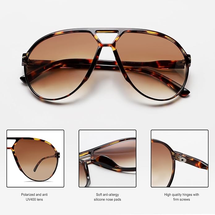 Women's Lightweight Aviator Sunglasses with Oversized Square Lenses-The Yellow Prime