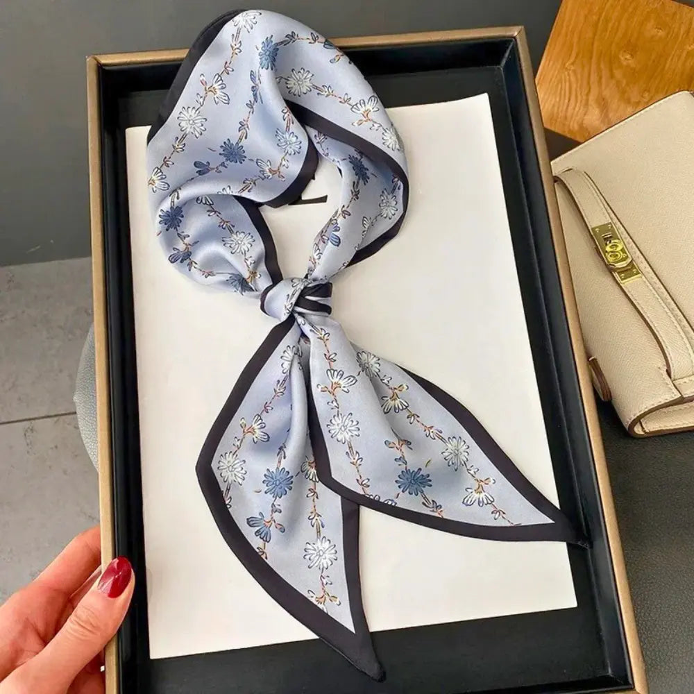 Women's Lightweight Botanical Satin Slim Scarf for Spring-The Yellow Prime
