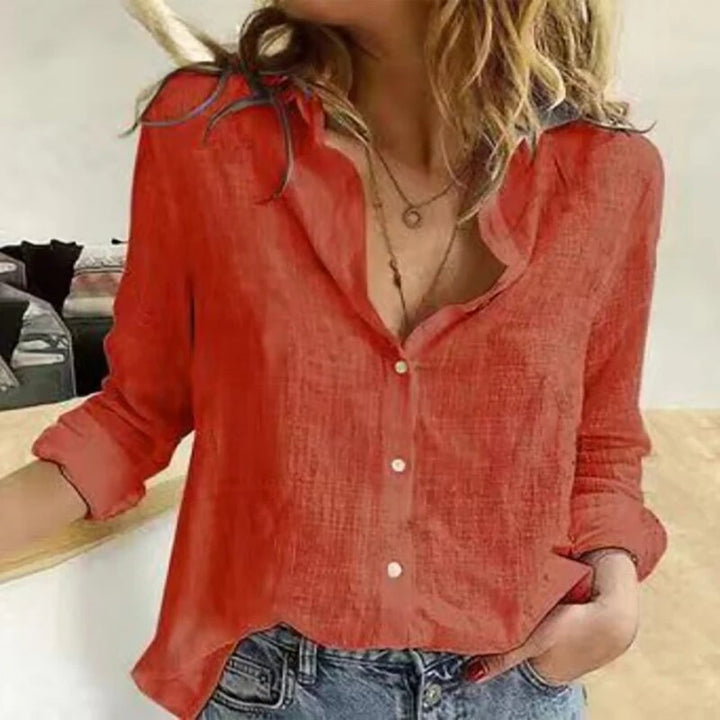 Women's Lightweight Casual Linen Blouse for Summer Outings-The Yellow Prime