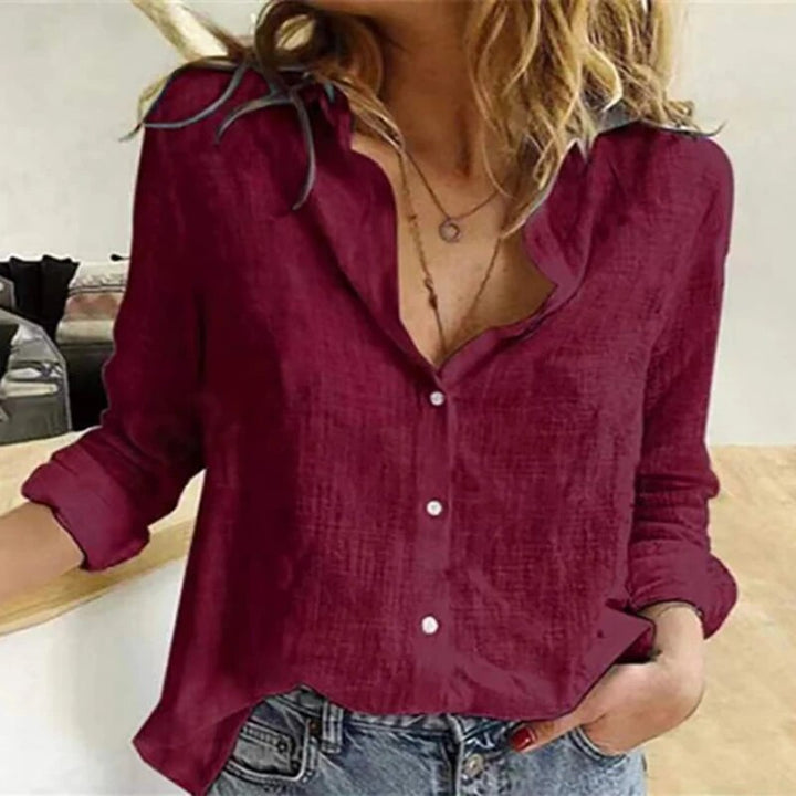 Women's Lightweight Casual Linen Blouse for Summer Outings-The Yellow Prime