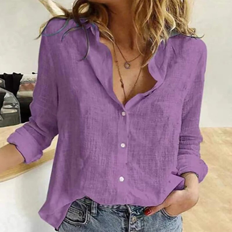 Women's Lightweight Casual Linen Blouse for Summer Outings-The Yellow Prime