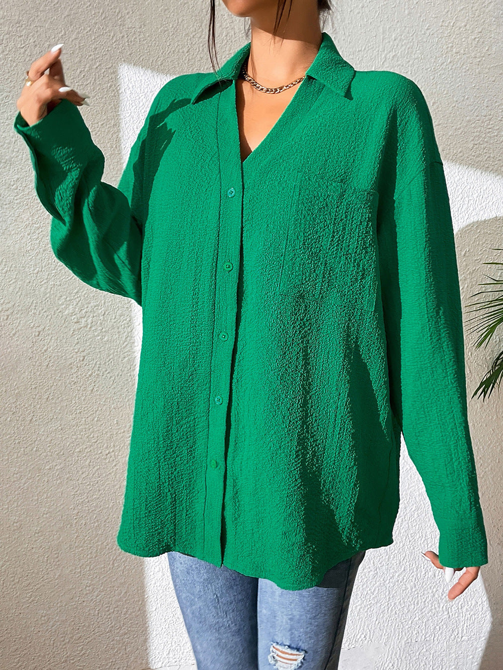 Women's Lightweight Casual Textured Fabric Shirt-The Yellow Prime