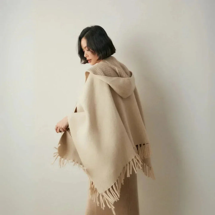 Women's Lightweight Cozy Hooded Cashmere Poncho-The Yellow Prime