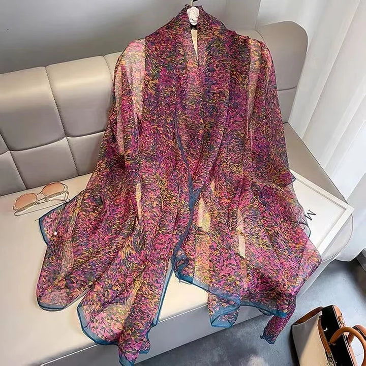 Women's Lightweight Flowy Silk Scarf - Long Sheer Wrap-The Yellow Prime