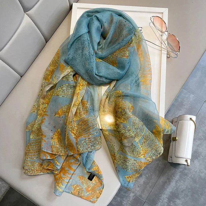 Women's Lightweight Flowy Silk Scarf - Long Sheer Wrap-The Yellow Prime