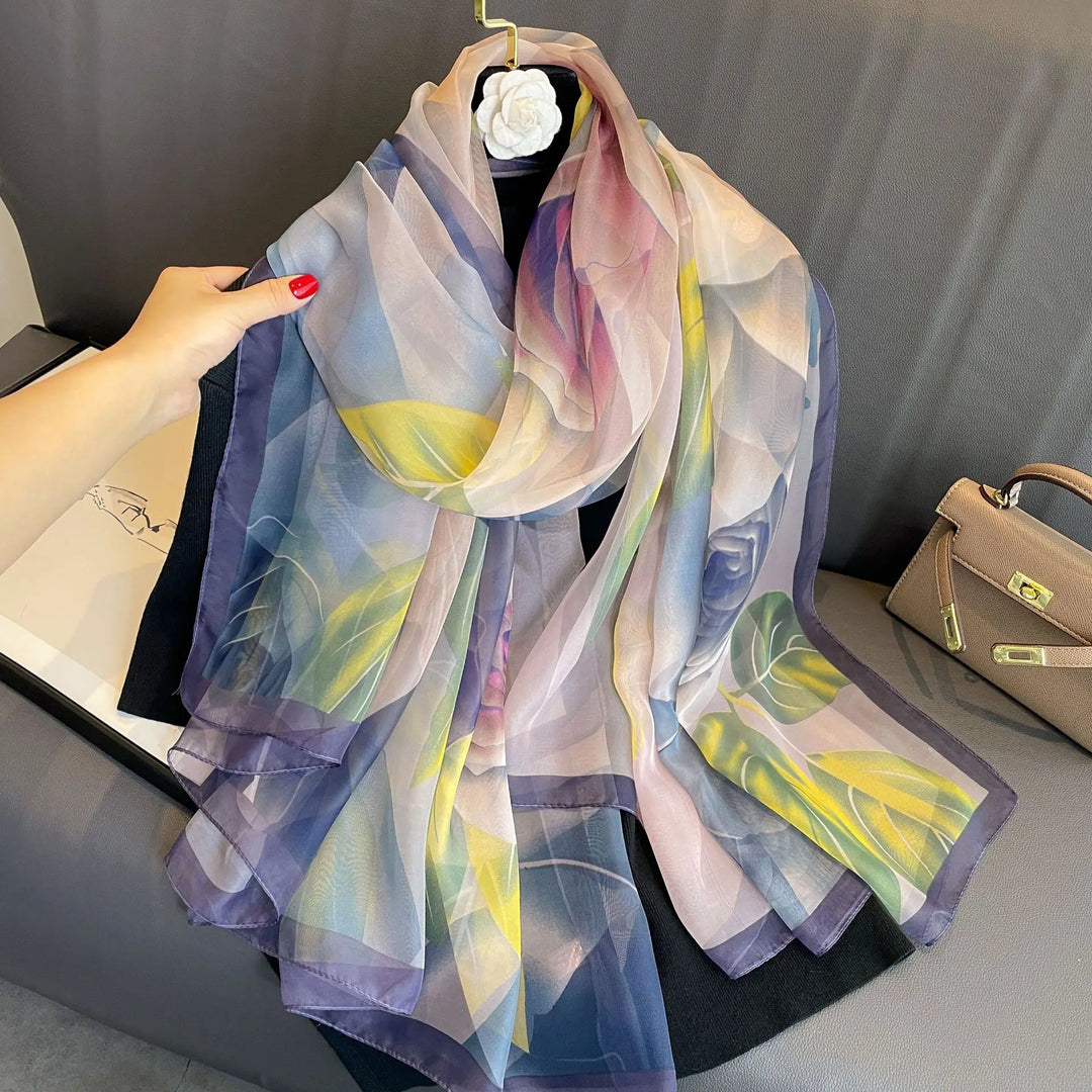 Women's Lightweight Flowy Silk Scarf - Long Sheer Wrap-The Yellow Prime