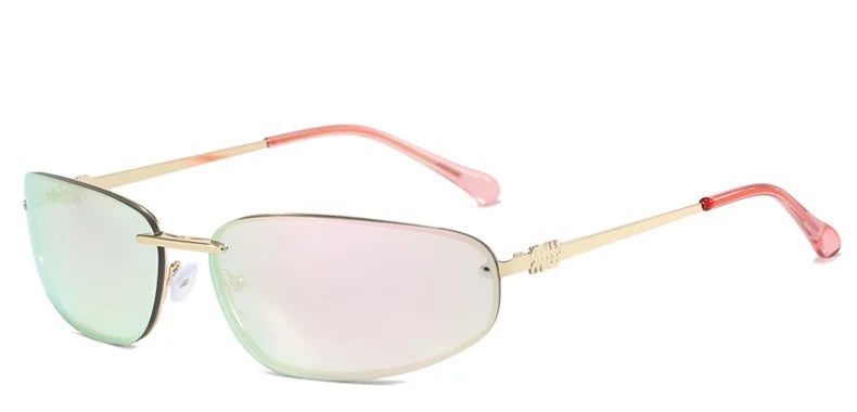 Women's Lightweight Frameless Oval Sunglasses for Outdoor Activities-The Yellow Prime