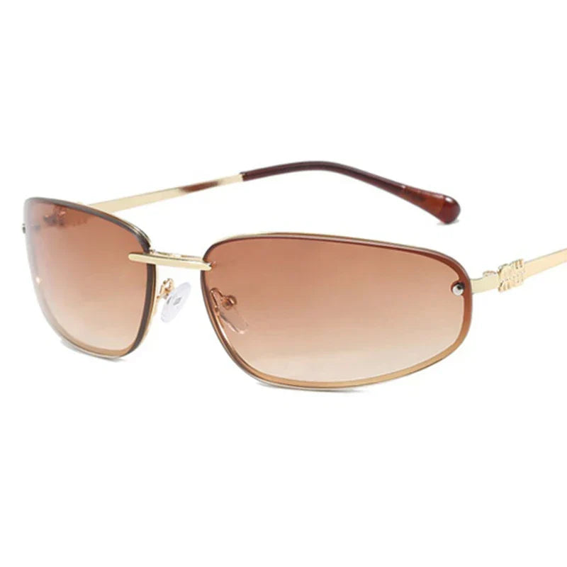 Women's Lightweight Frameless Oval Sunglasses for Outdoor Activities-The Yellow Prime