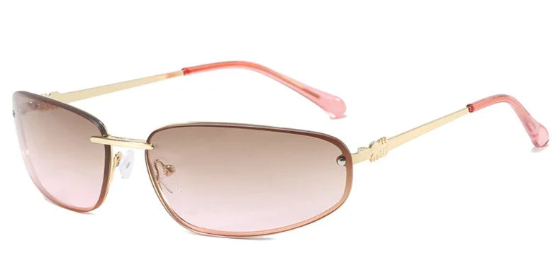 Women's Lightweight Frameless Oval Sunglasses for Outdoor Activities-The Yellow Prime