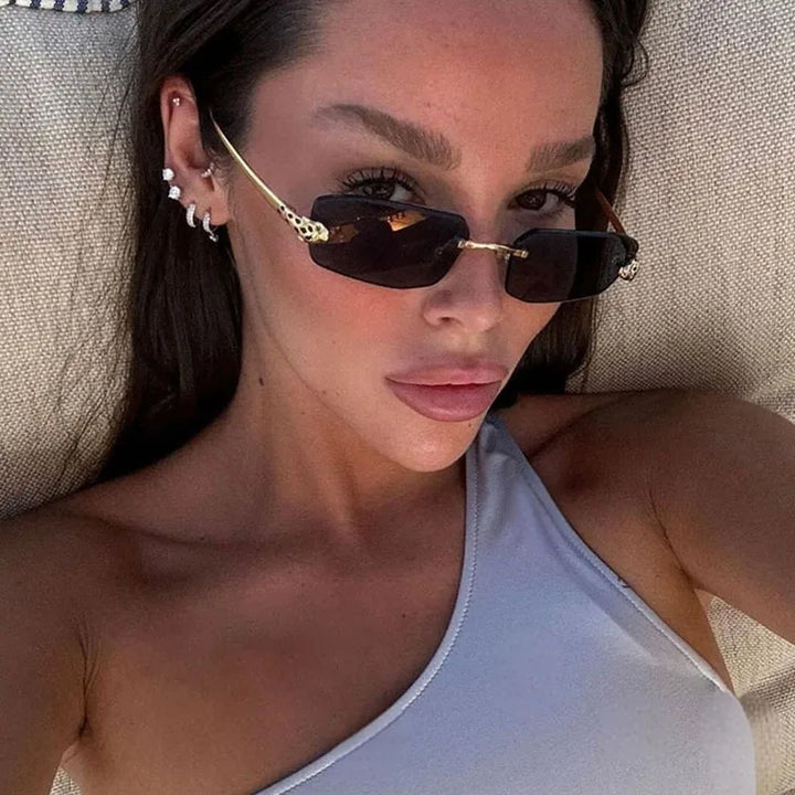 Women's Lightweight Frameless Polygonal Sunglasses for Summer Outings-The Yellow Prime