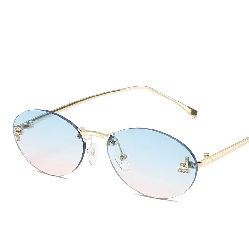 Women's Lightweight Frameless Sunglasses with Metallic Finish-The Yellow Prime