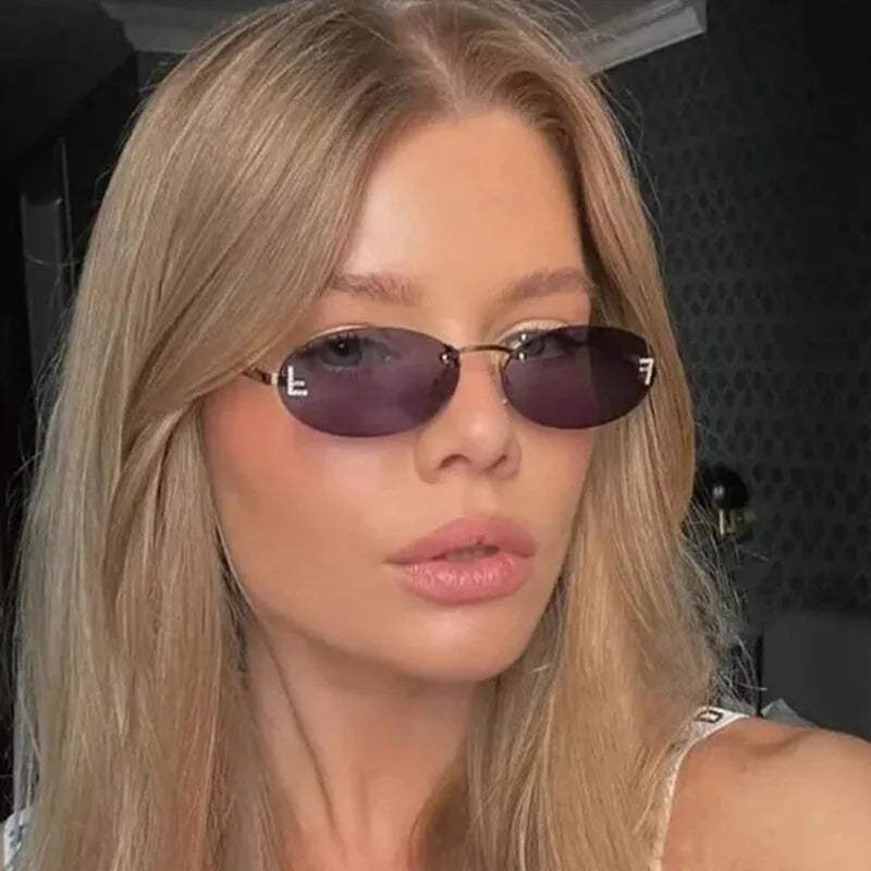 Women's Lightweight Frameless Sunglasses with Metallic Finish-The Yellow Prime