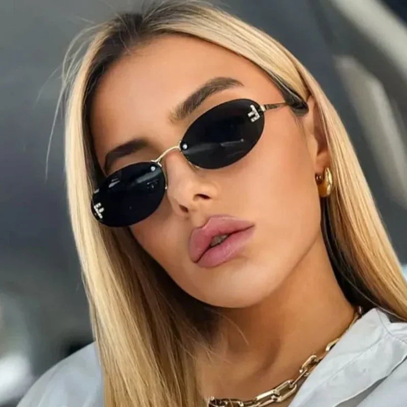 Women's Lightweight Frameless Sunglasses with Metallic Finish-The Yellow Prime