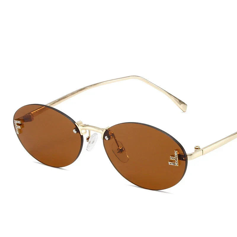 Women's Lightweight Frameless Sunglasses with Metallic Finish-The Yellow Prime