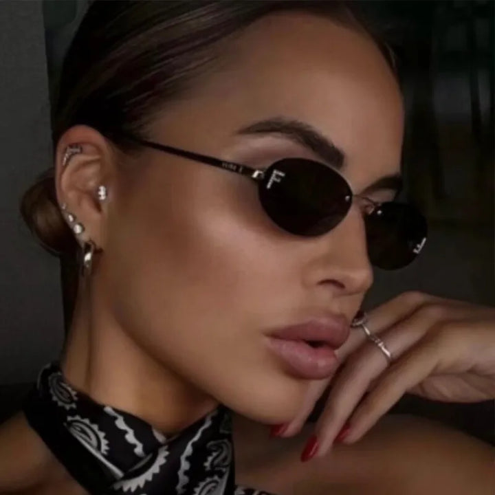 Women's Lightweight Frameless Sunglasses with Metallic Finish-The Yellow Prime