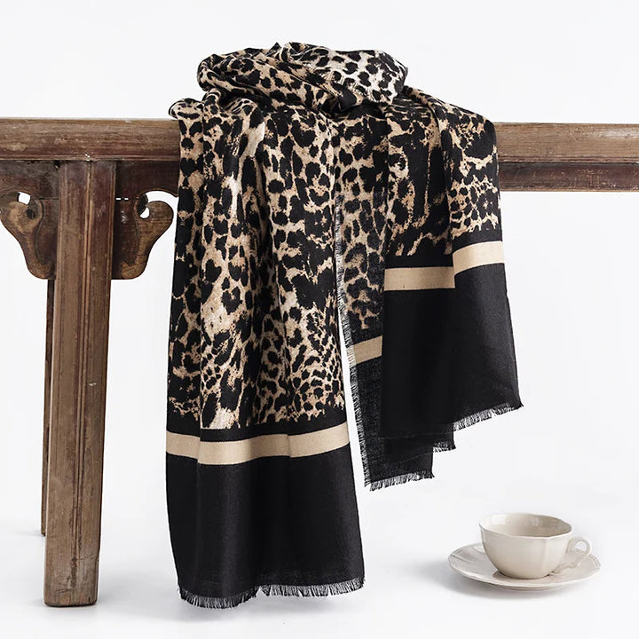 Women's Lightweight Leopard Print Scarf - Soft Fringed Knit-The Yellow Prime