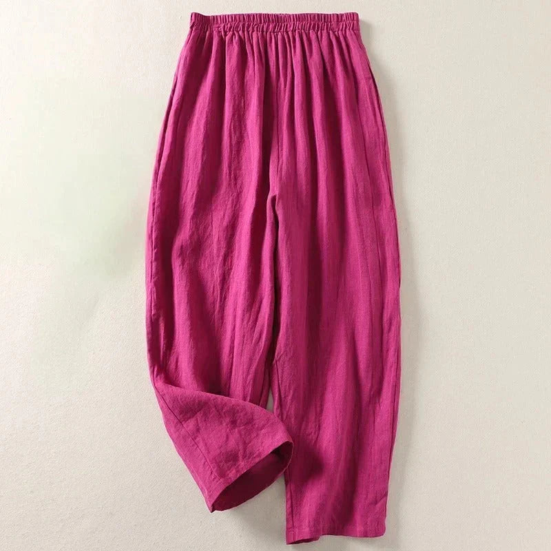 Women's Lightweight Linen Pants Set - 5 Pack Trousers