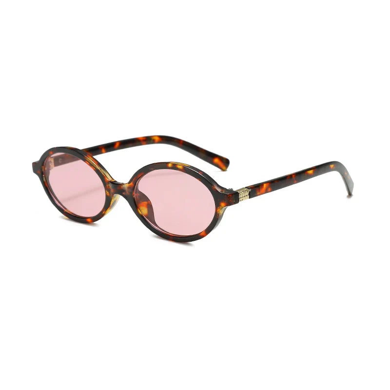 Women's Lightweight Oval Sunglasses – Leopard Print, UV Protection-The Yellow Prime