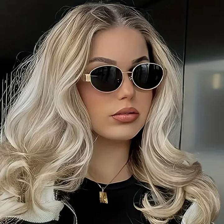 Women's Lightweight Oval Sunglasses – Metal Frame, UV400 Protection-The Yellow Prime