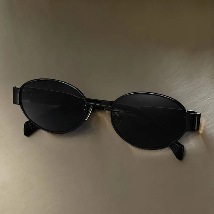 Women's Lightweight Oval Sunglasses – Metal Frame, UV400 Protection-The Yellow Prime