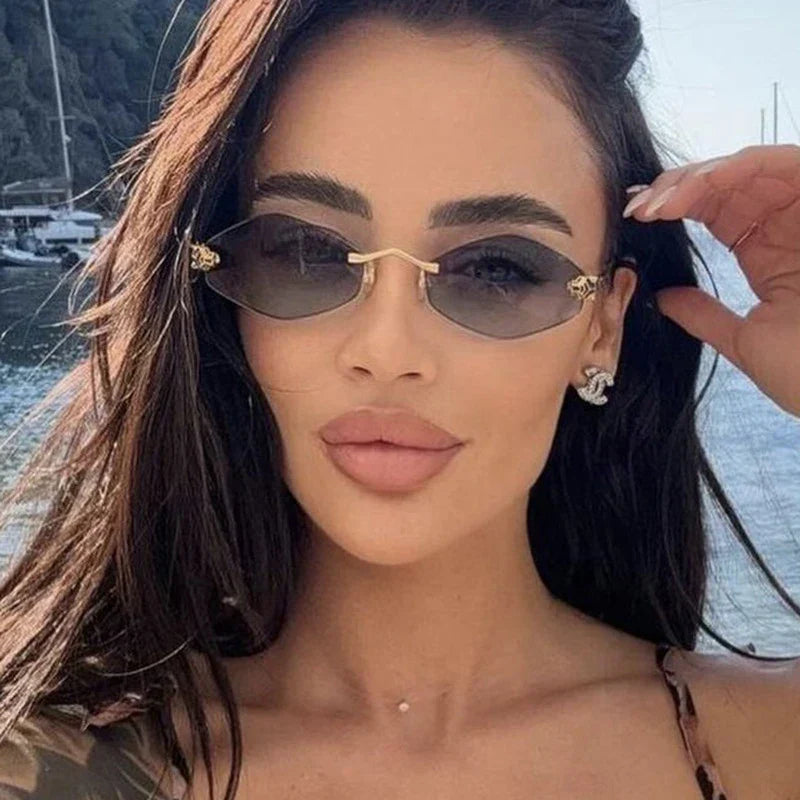 Women's Lightweight Polygonal Sunglasses - Metal Frame, Vintage Style-The Yellow Prime