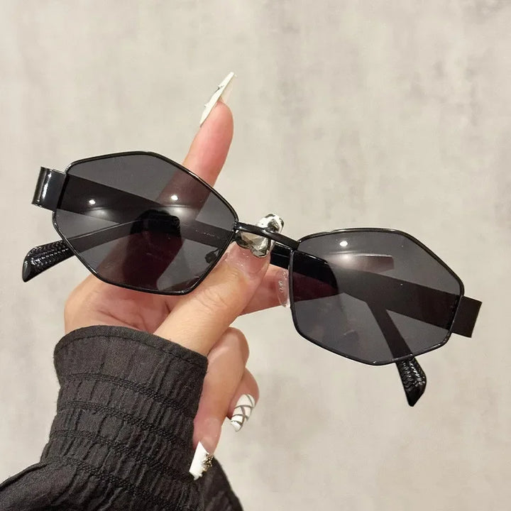 Women's Lightweight Polygonal Sunglasses with Metallic Frame-The Yellow Prime