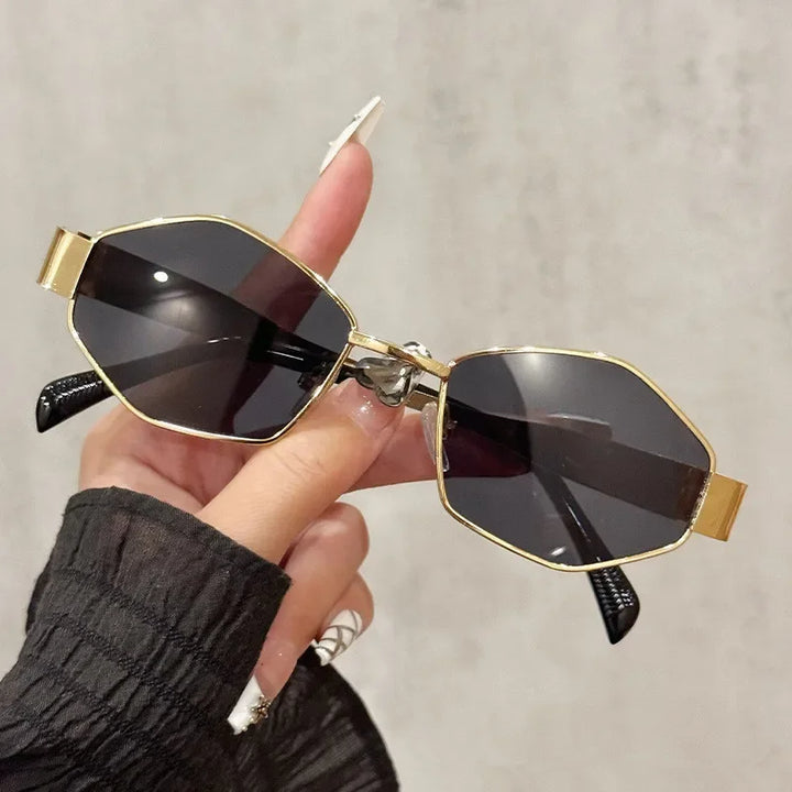 Women's Lightweight Polygonal Sunglasses with Metallic Frame-The Yellow Prime